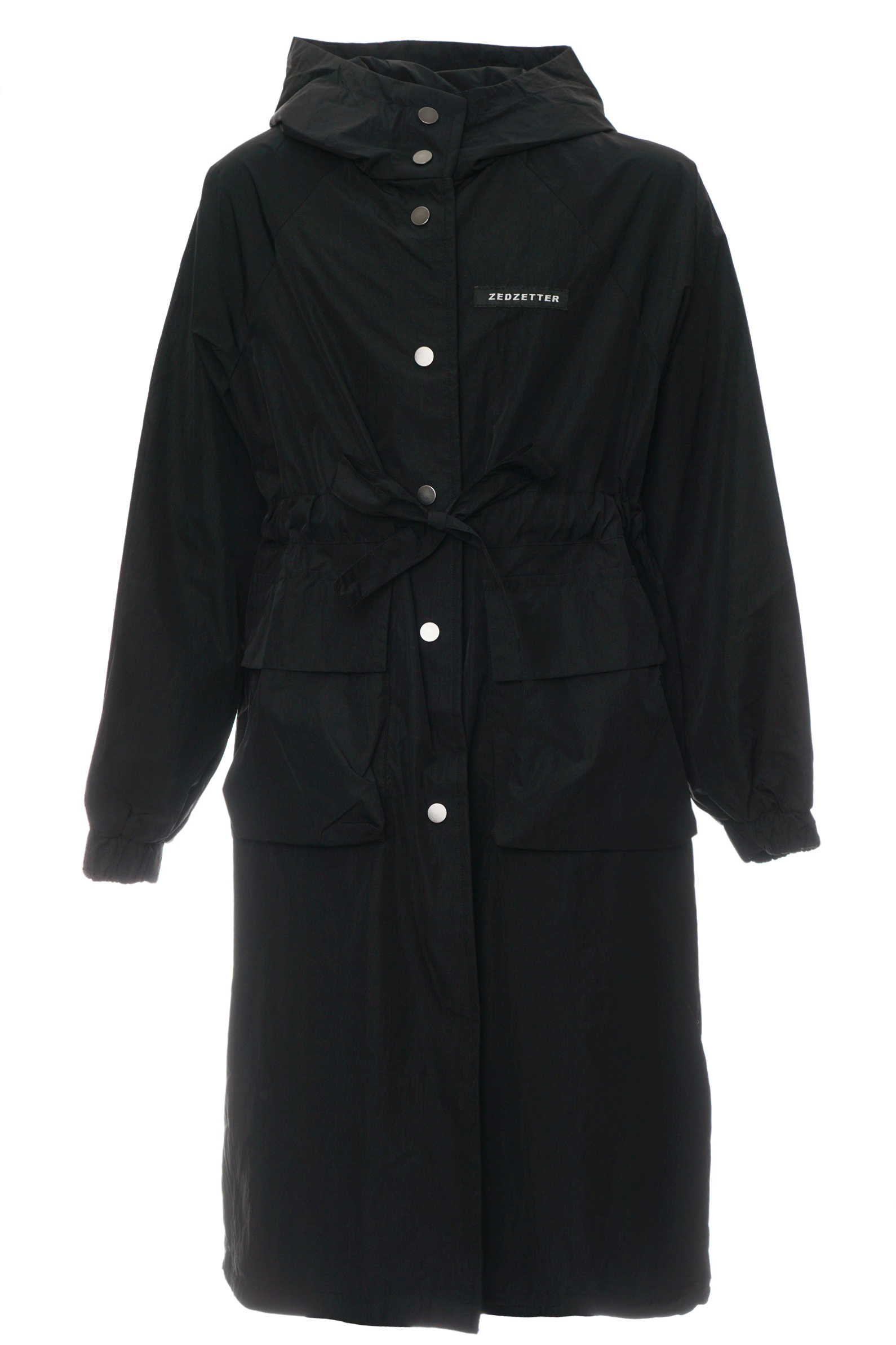 Куртка дев. АРТ.Long coat black,чер,полиэфир