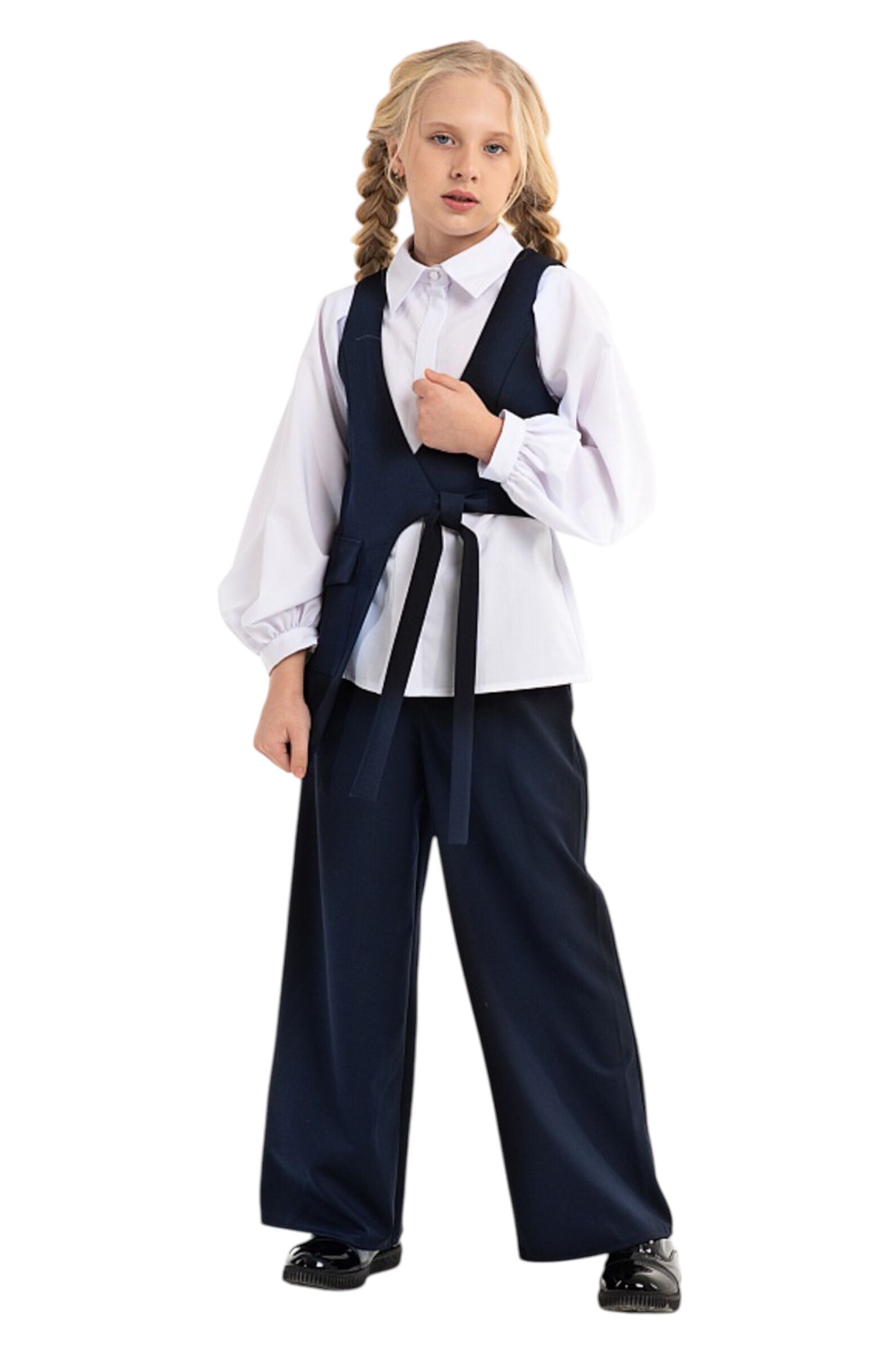 Брюки дев. АРТ.0416,син,вис-пэ