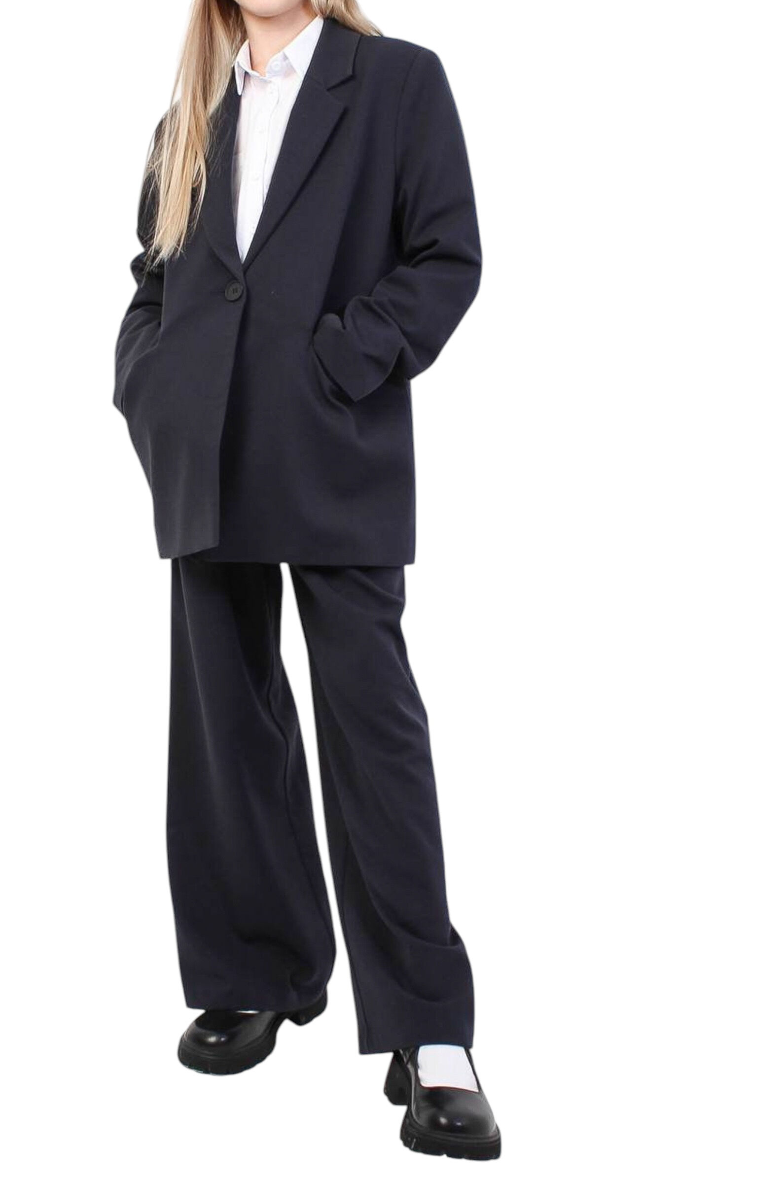 Брюки дев. АРТ.Malon,син,вис-нейл-лайкра