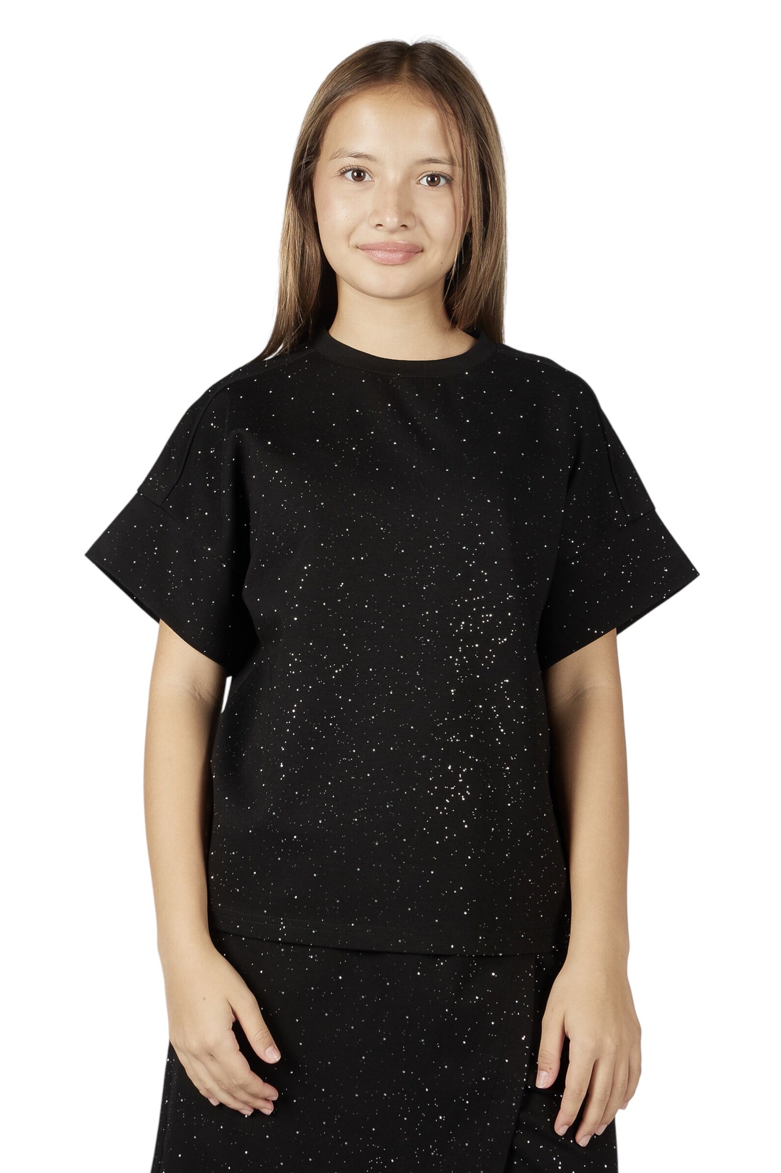 Футболка дев. АРТ.G-TS26101,чер,хл-эл